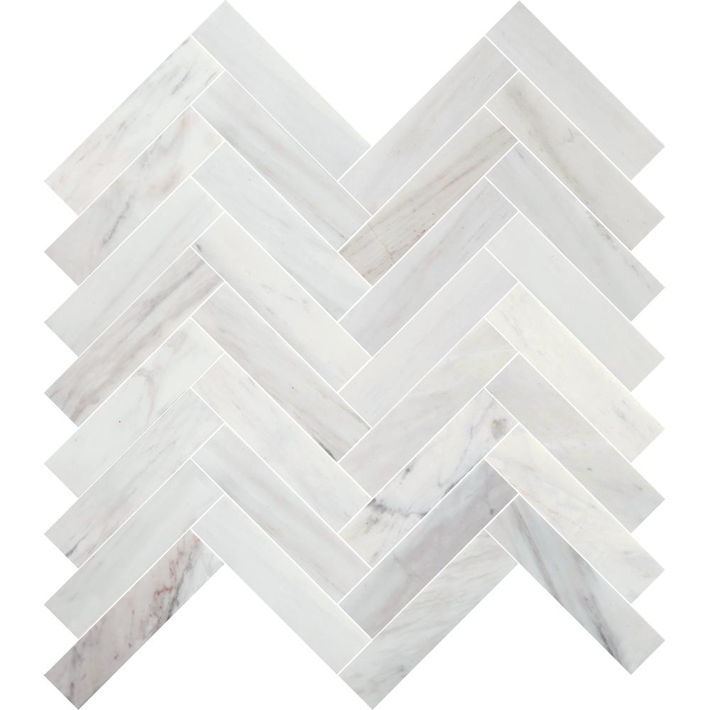 Avorio Saigon 1" x 4" Herringbone Honed Marble Mosaic - image 1