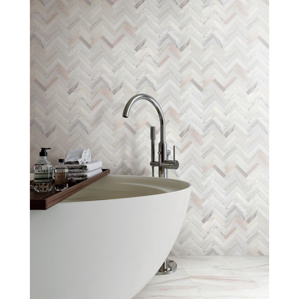 Avorio Saigon 1" x 4" Herringbone Honed Marble Mosaic - image 2