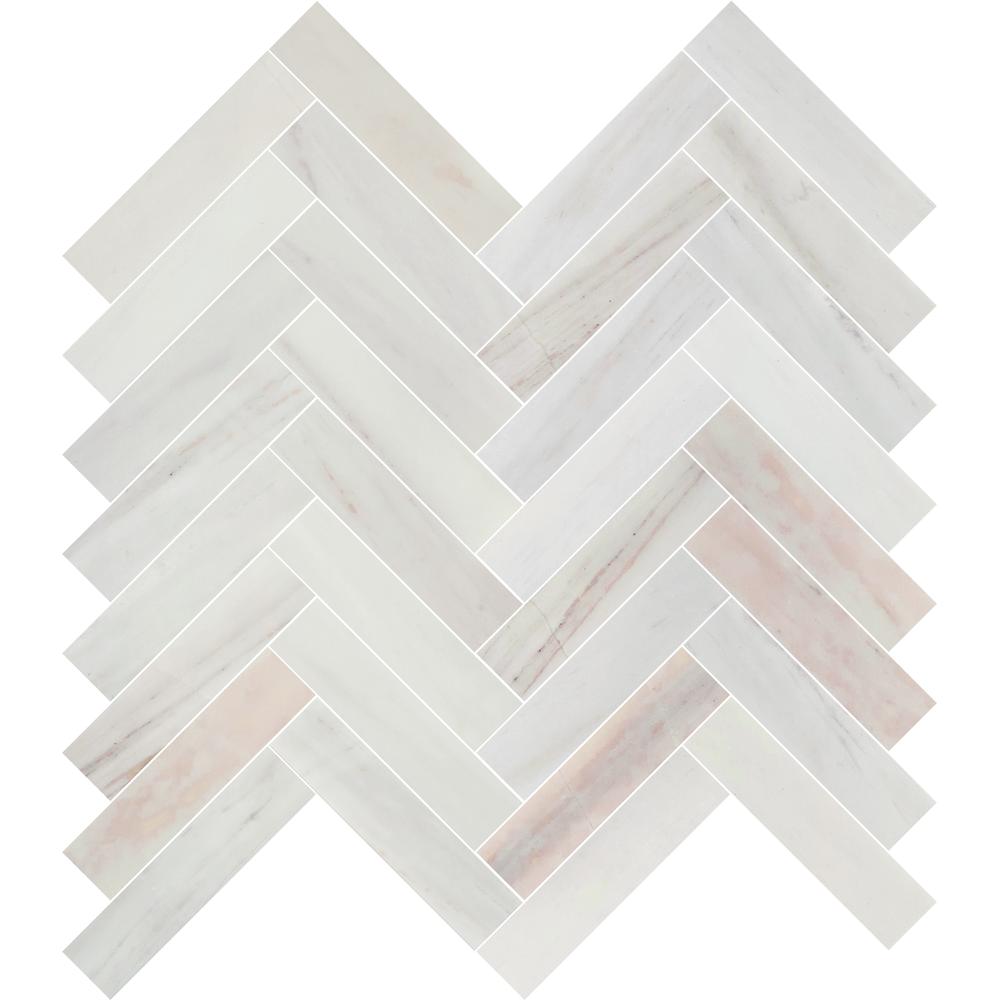 Avorio Saigon 1" x 4" Herringbone Honed Marble Mosaic - image 4