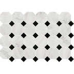 Avorio Saigon 6" Octagon w/Kuro Dot Honed Marble Mosaic - image 3