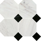 Avorio Saigon 6" Octagon w/Kuro Dot Honed Marble Mosaic - image 4