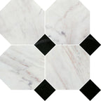 Avorio Saigon 6" Octagon w/Kuro Dot Honed Marble Mosaic - image 5