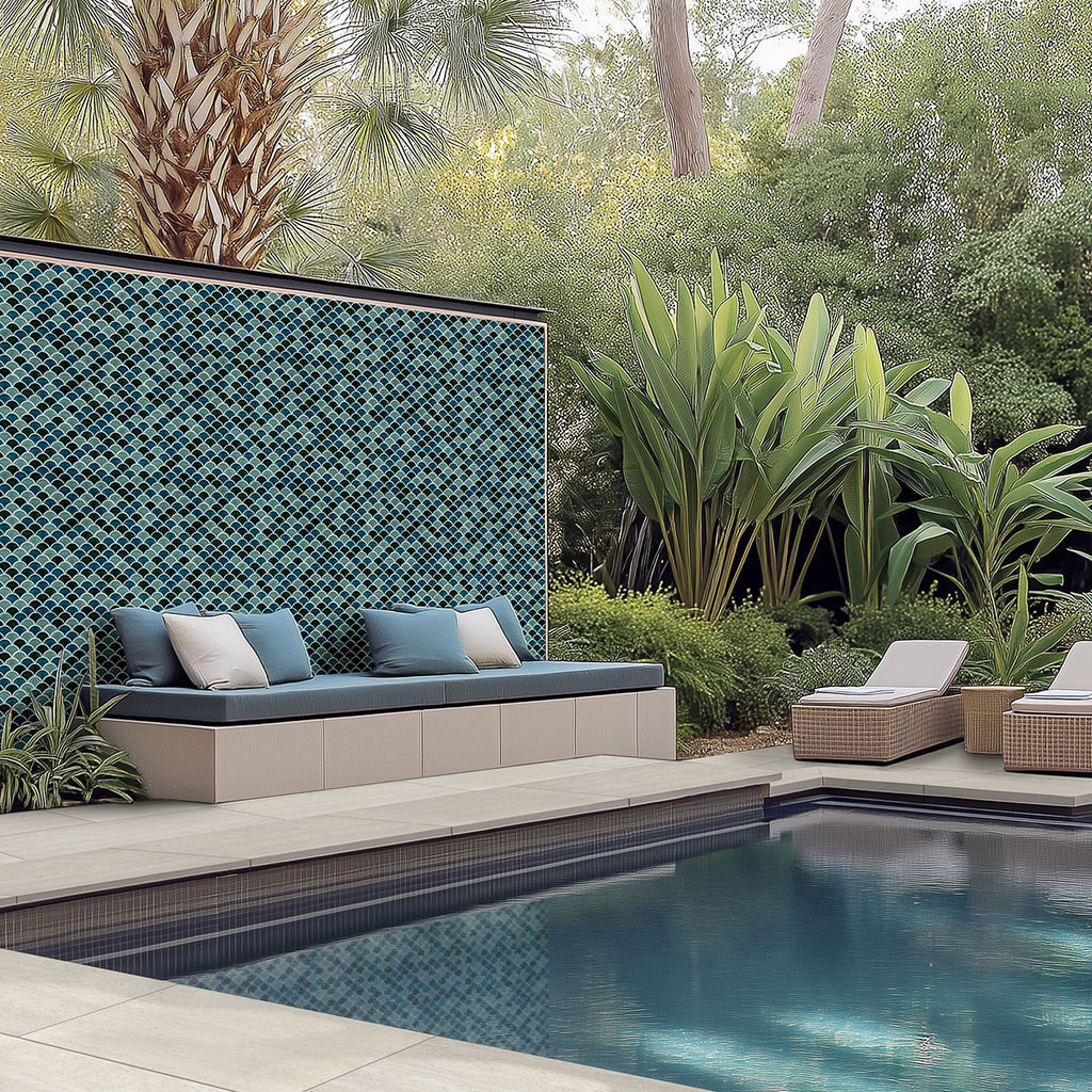 Azul Scallop Porcelain Mosaic