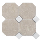 Botticino 6" Octagon w/ Bianco Dot Tumbled - image 1