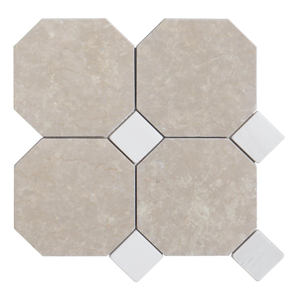 Botticino 6" Octagon w/ Bianco Dot Tumbled - image 1