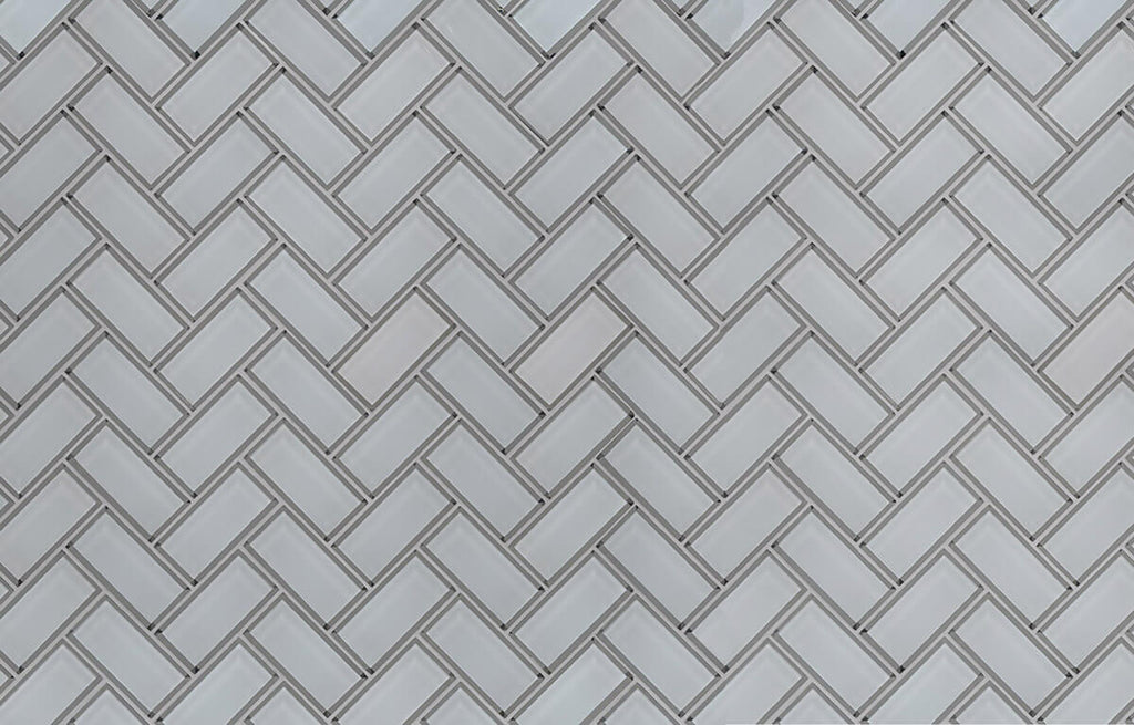 Ice White Glass Bevel Herringbone - image 2