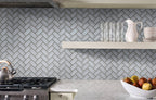 Ice White Glass Bevel Herringbone - image 3