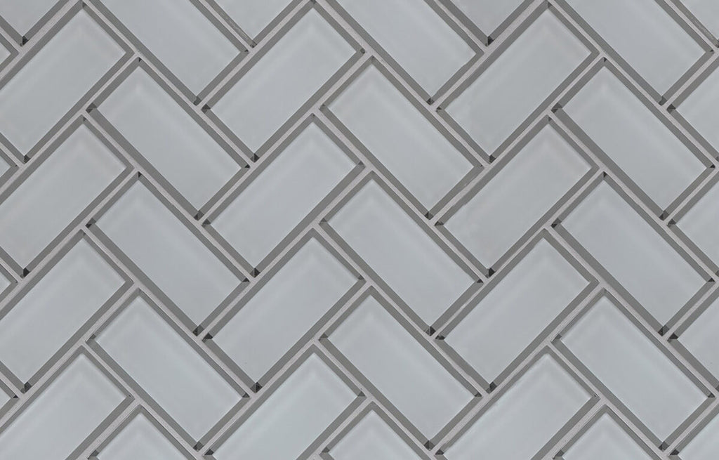 Ice White Glass Bevel Herringbone - image 1