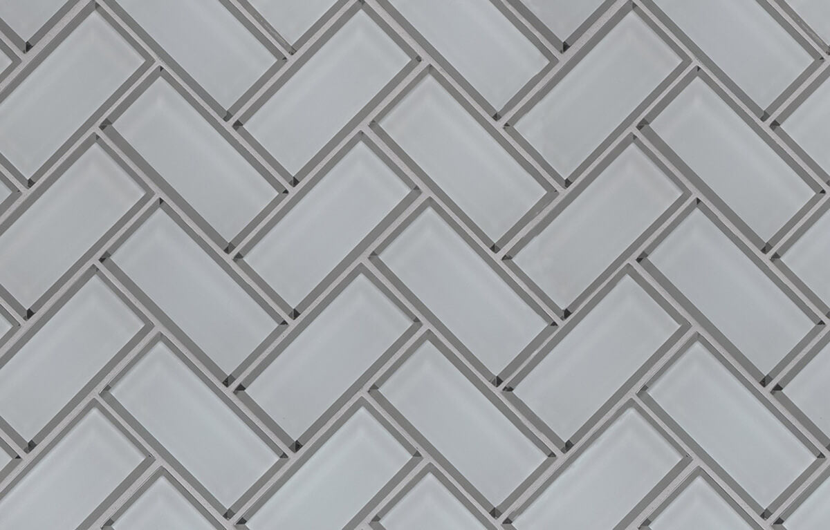 Ice White Glass Bevel Herringbone - image 1