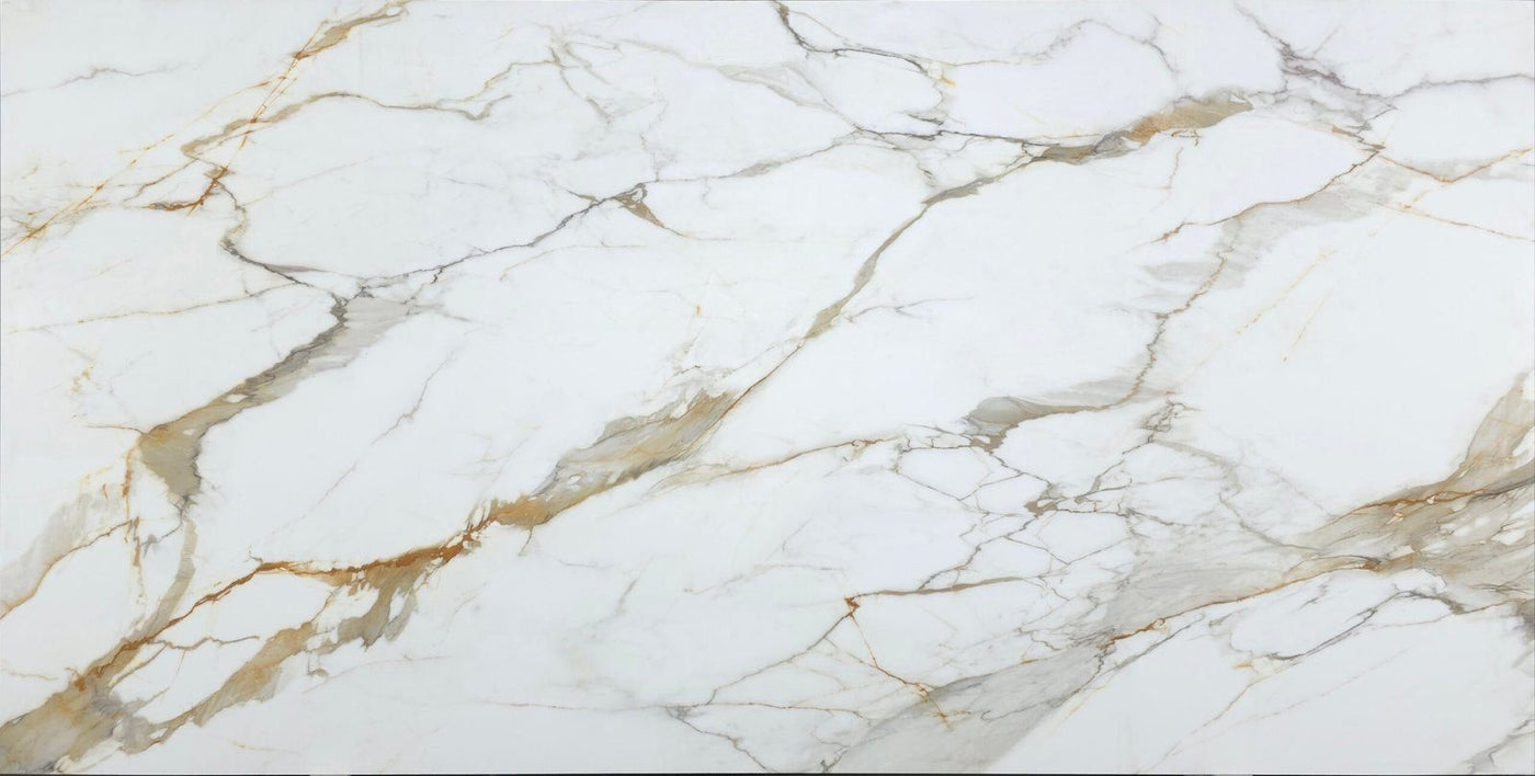 Calacatta Oro Extra Leather Lucent Quartz slab