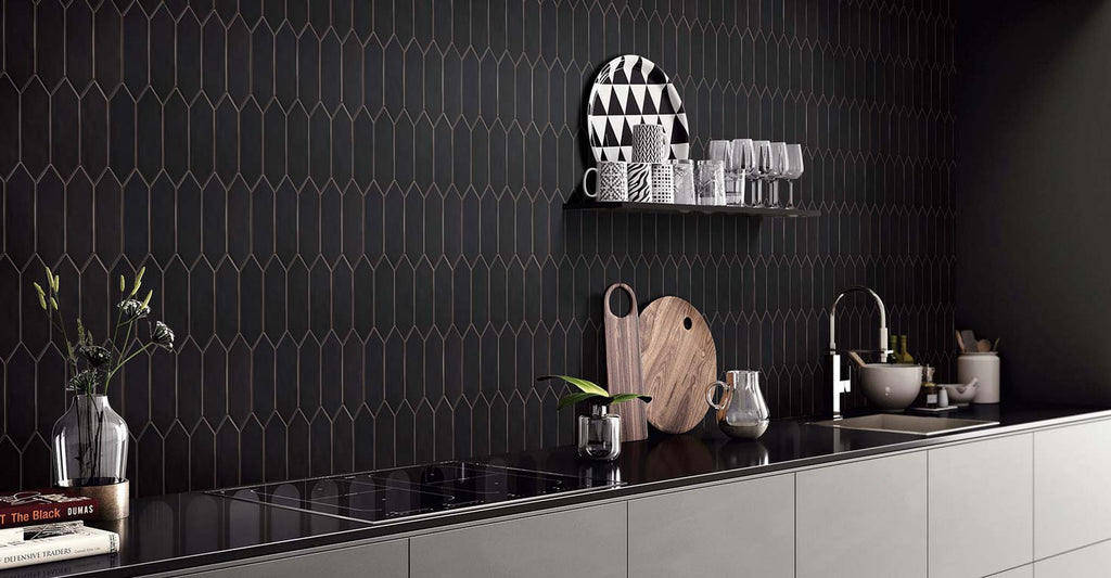 Mondial Black Matte 2"x6" Picket Porcelain Mosaic - image 2