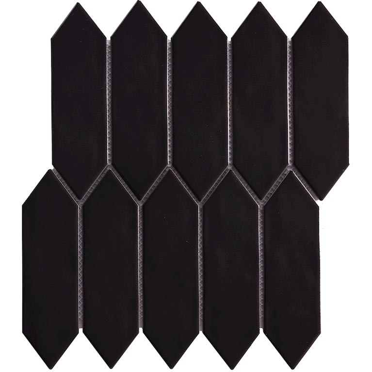 Mondial Black Matte 2"x6" Picket Porcelain Mosaic - image 1