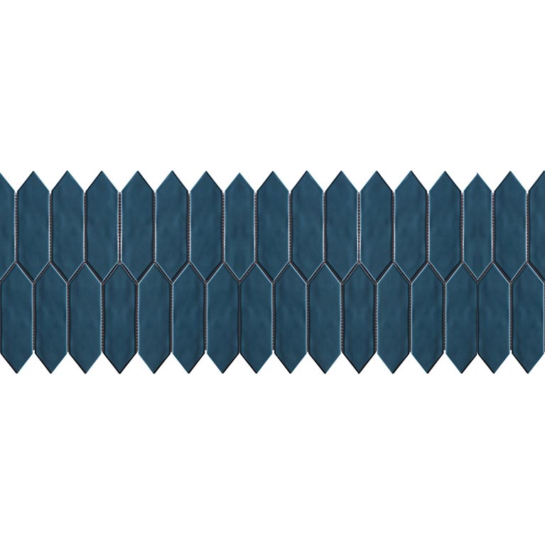 Mondial Ocean Blue Gloss 2"x6" Picket Porcelain Mosaic - image 2