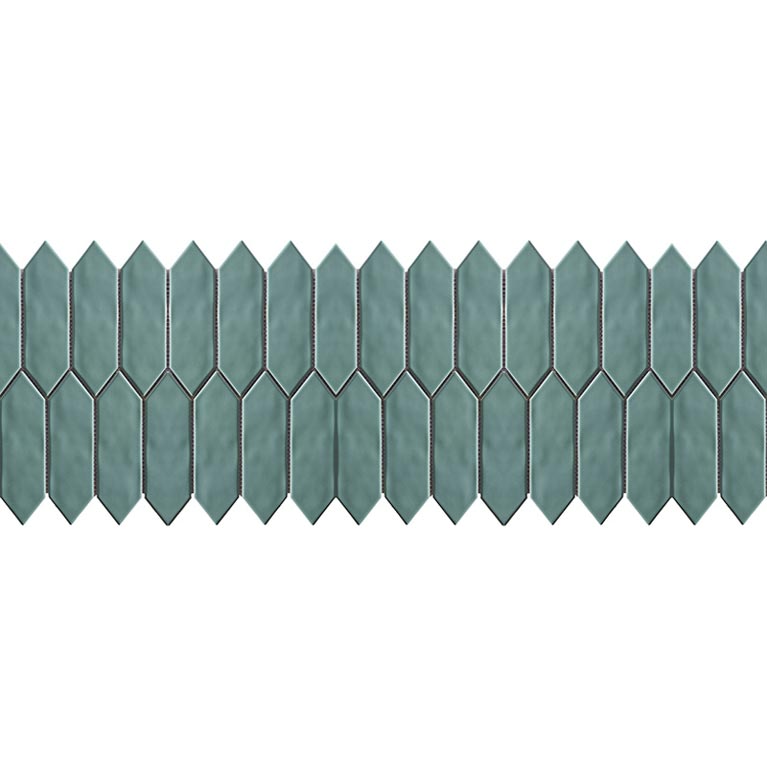 Mondial Seafoam Gloss 2"x6" Picket Porcelain Mosaic - image 2