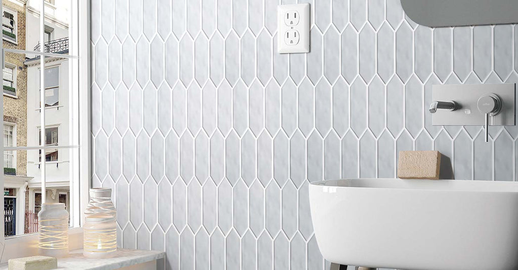 Mondial Soft Grey Gloss 2"x6" Picket Porcelain Mosaic - image 2