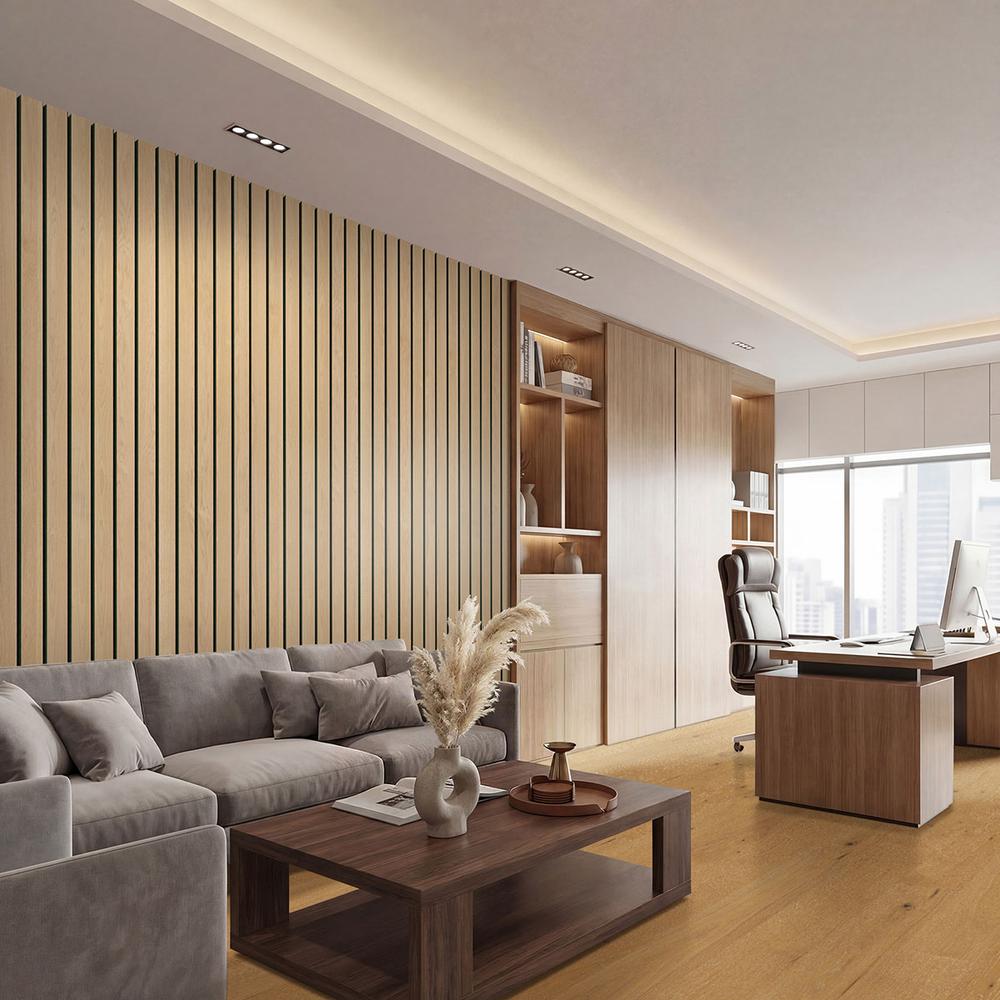 Macro & Reeded Slat Panels Natural Macro Acoustic Wood Slat Panels 10.63" x 94.5" Wood Tile - image 2