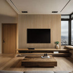 Macro & Reeded Slat Panels Natural Reeded Acoustic Wood Slat Panels 9.5" x 94.5" Wood Tile - image 1