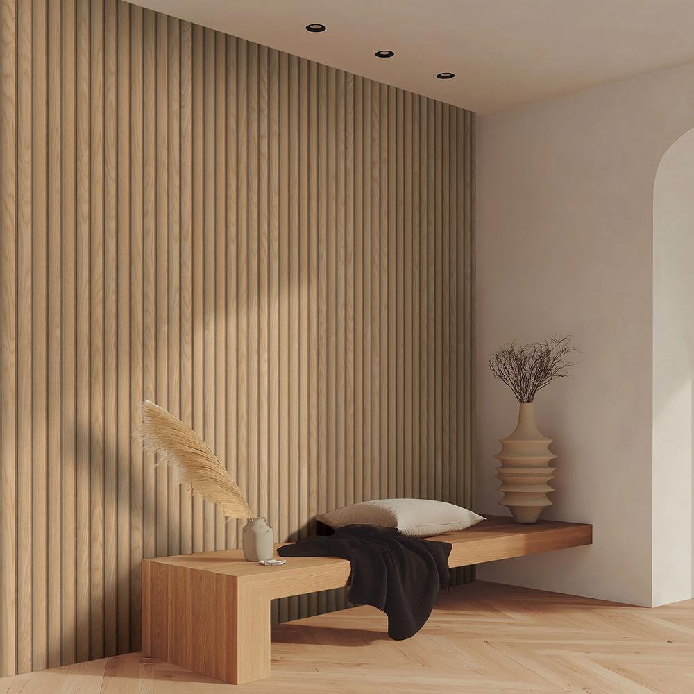 Macro & Reeded Slat Panels Natural Reeded Acoustic Wood Slat Panels 9.5" x 94.5" Wood Tile - image 2