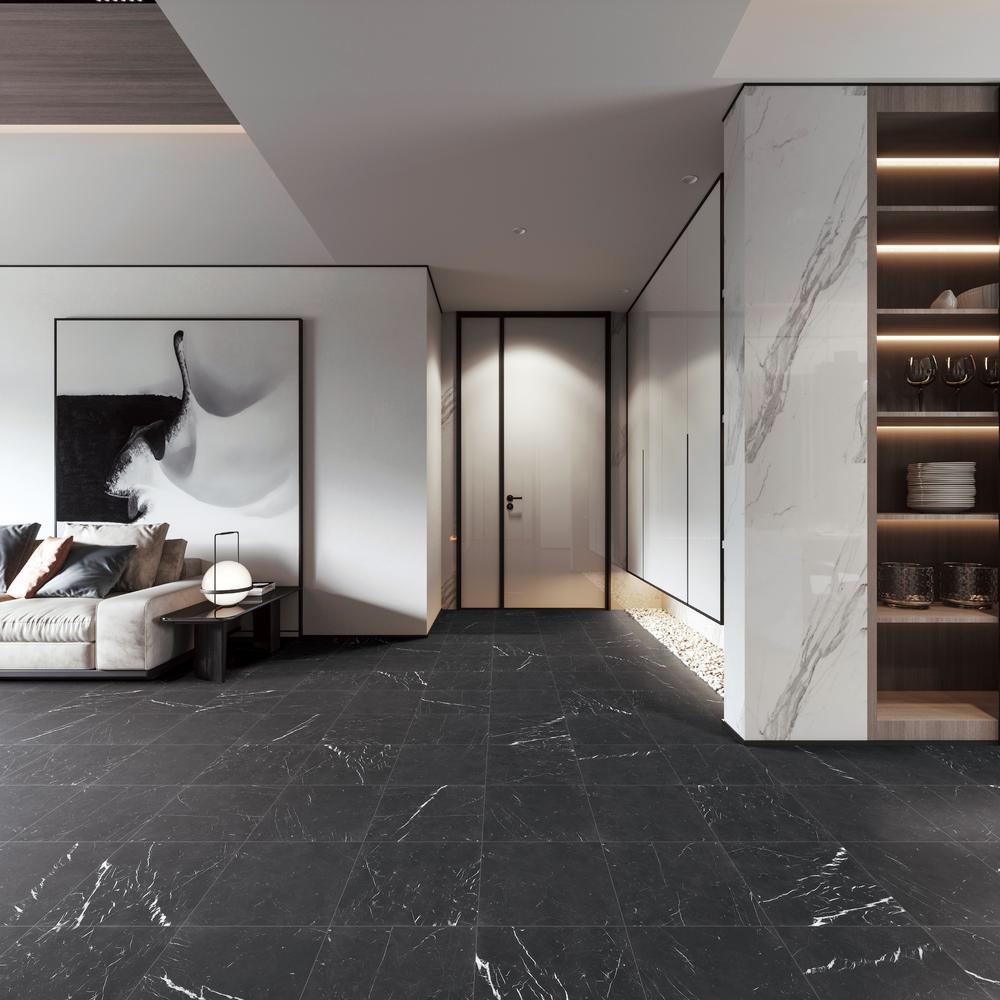 Nero Marquina 12" x 12" Honed Marble Tile - image 3