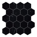 Nero Marquina 3" Hexagon Honed Marble Mosaic - image 1