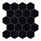 Nero Marquina 3" Hexagon Honed Marble Mosaic - image 1