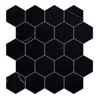 Nero Marquina 3" Hexagon Honed Marble Mosaic - image 4