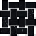 Nero Marquina Basketweave w/White Dot Honed Marble Mosaic - image 1