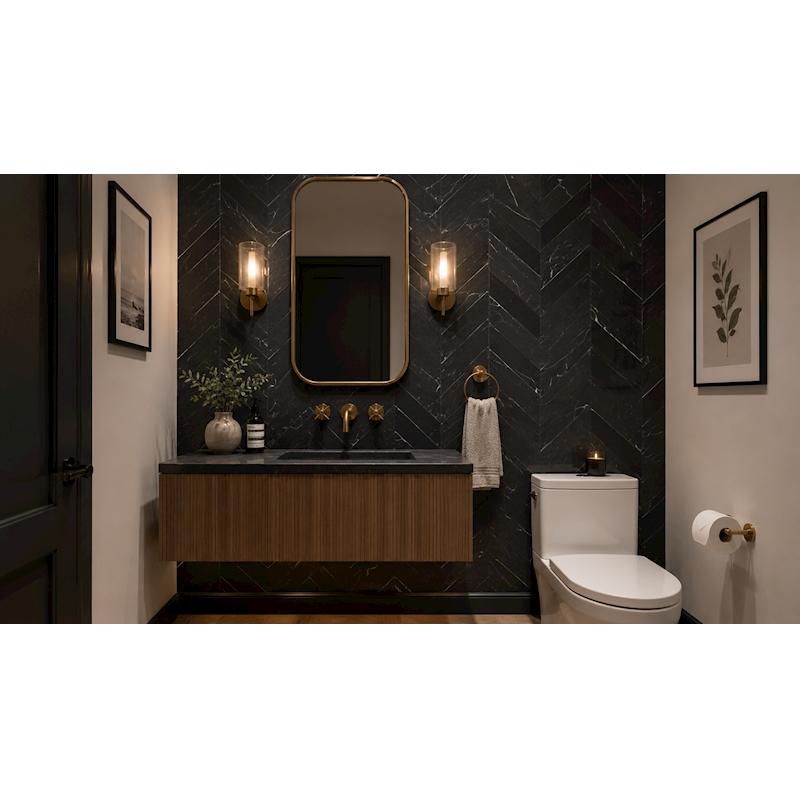 Nero Marquina Chevron 2"x8" Honed Marble Tile