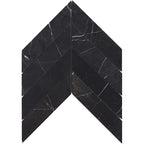 Nero Marquina Chevron 2"x8" Honed Marble Tile