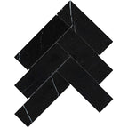 Nero Marquina Herringbone 2"x6" Polished Marble Tile