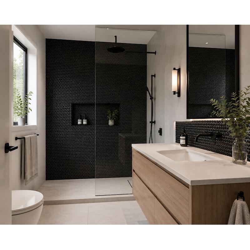 Penny Round Black Matte Porcelain Tile