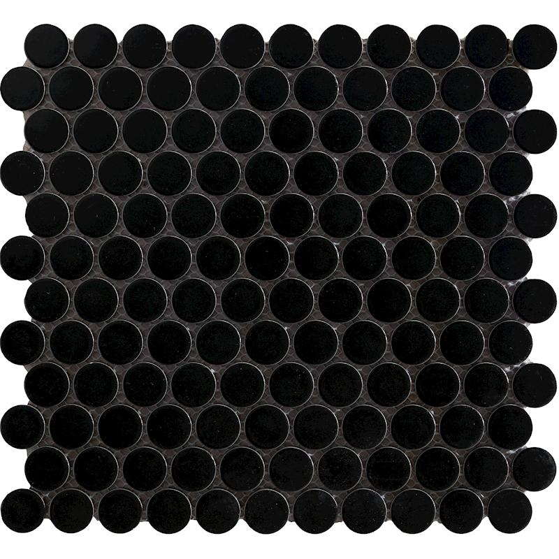 Penny Round Black Matte Porcelain Tile