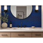 Penny Round Blue Glossy Porcelain Tile
