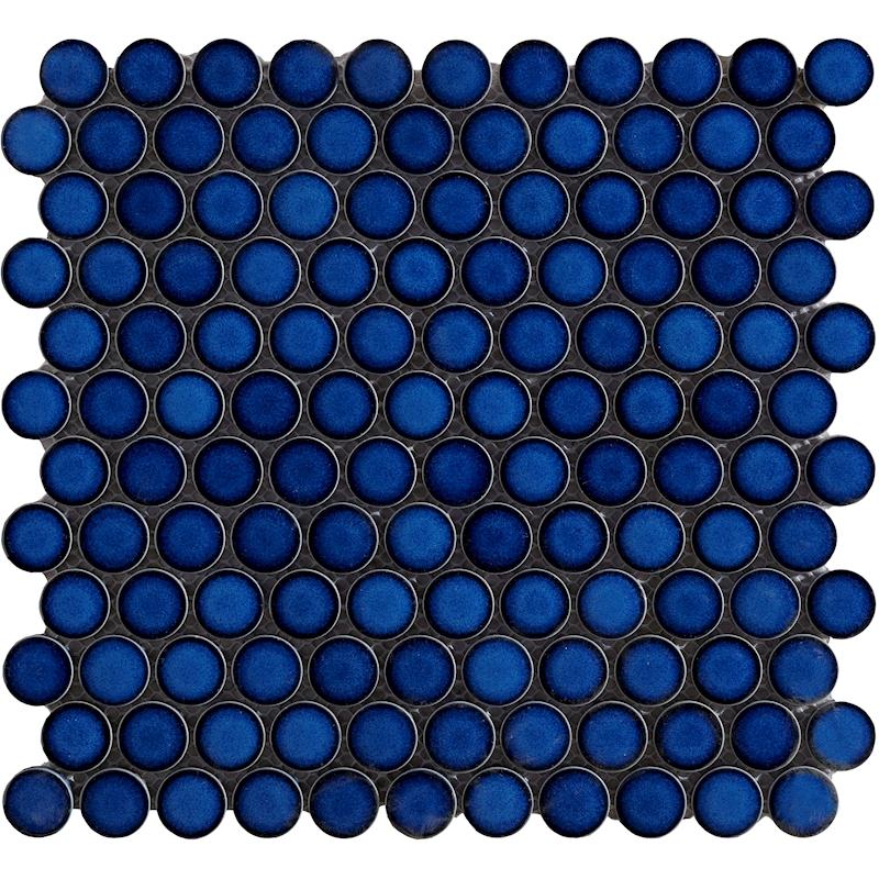 Penny Round Blue Glossy Porcelain Tile