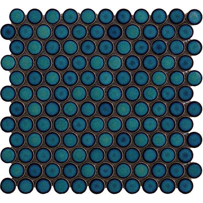 Penny Round Green Glossy Porcelain Tile