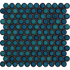 Penny Round Green Glossy Porcelain Tile