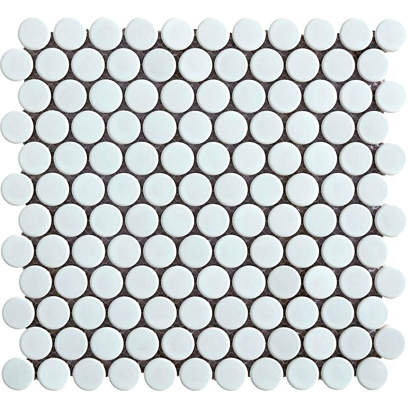 White 1" Penny Round Porcelain Mosaic