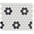 Porcelain Monochrome Blossom 1" Hexagon Matte - image 1