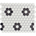 Porcelain Monochrome Blossom 1" Hexagon Matte - image 1
