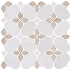 Quattro Blossom Creme Honed Marble Mosaic - image 1