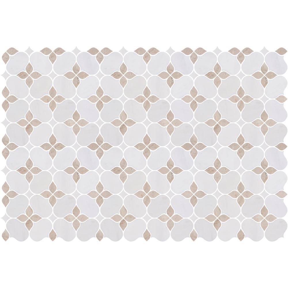 Quattro Blossom Creme Honed Marble Mosaic - image 3