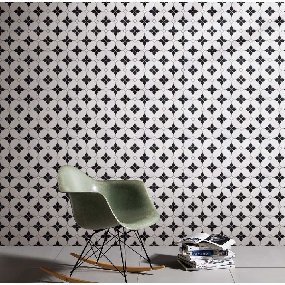 Quattro Blossom Noir Honed Marble Mosaic - image 2