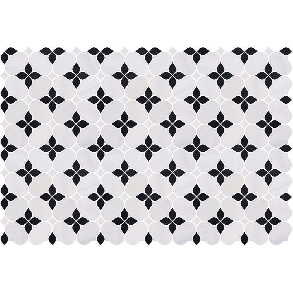 Quattro Blossom Noir Honed Marble Mosaic - image 3