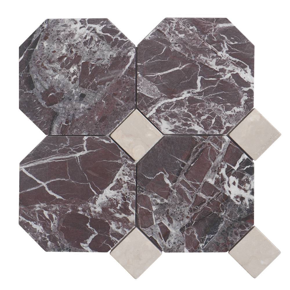 Rosso Levanto 6" Octagon w/ Crema Dot Tumbled - image 1
