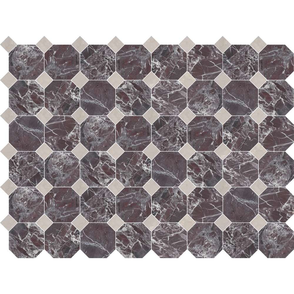 Rosso Levanto 6" Octagon w/ Crema Dot Tumbled - image 3