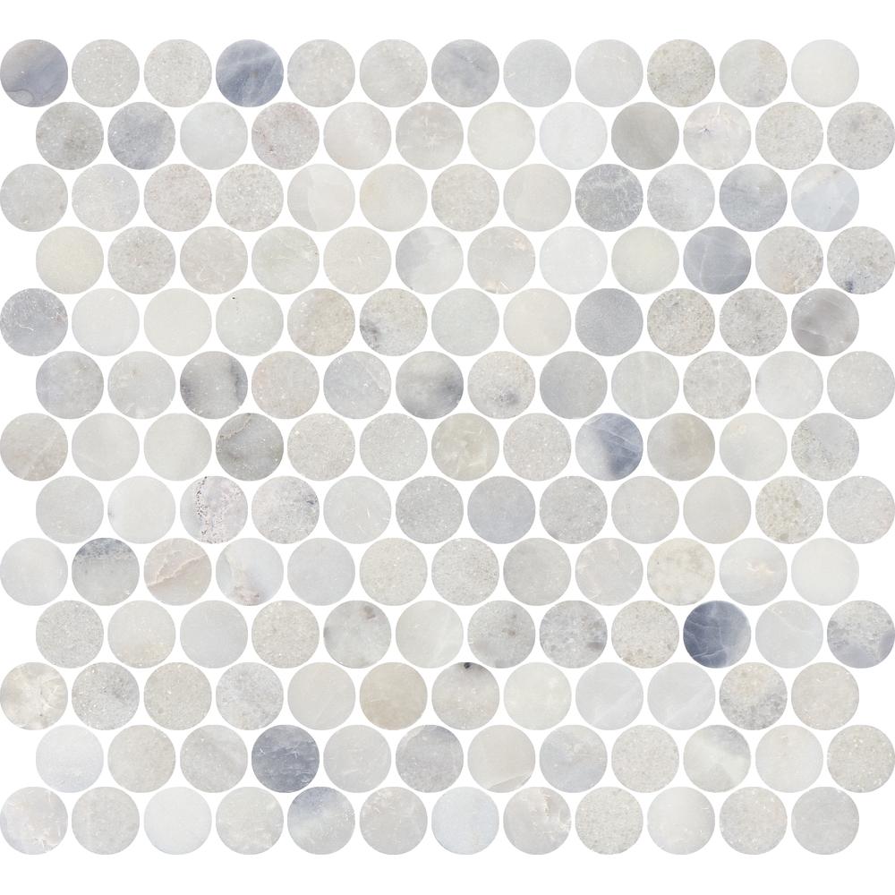 Santorini White 1" Penny Round Honed Marble Mosaic - image 1