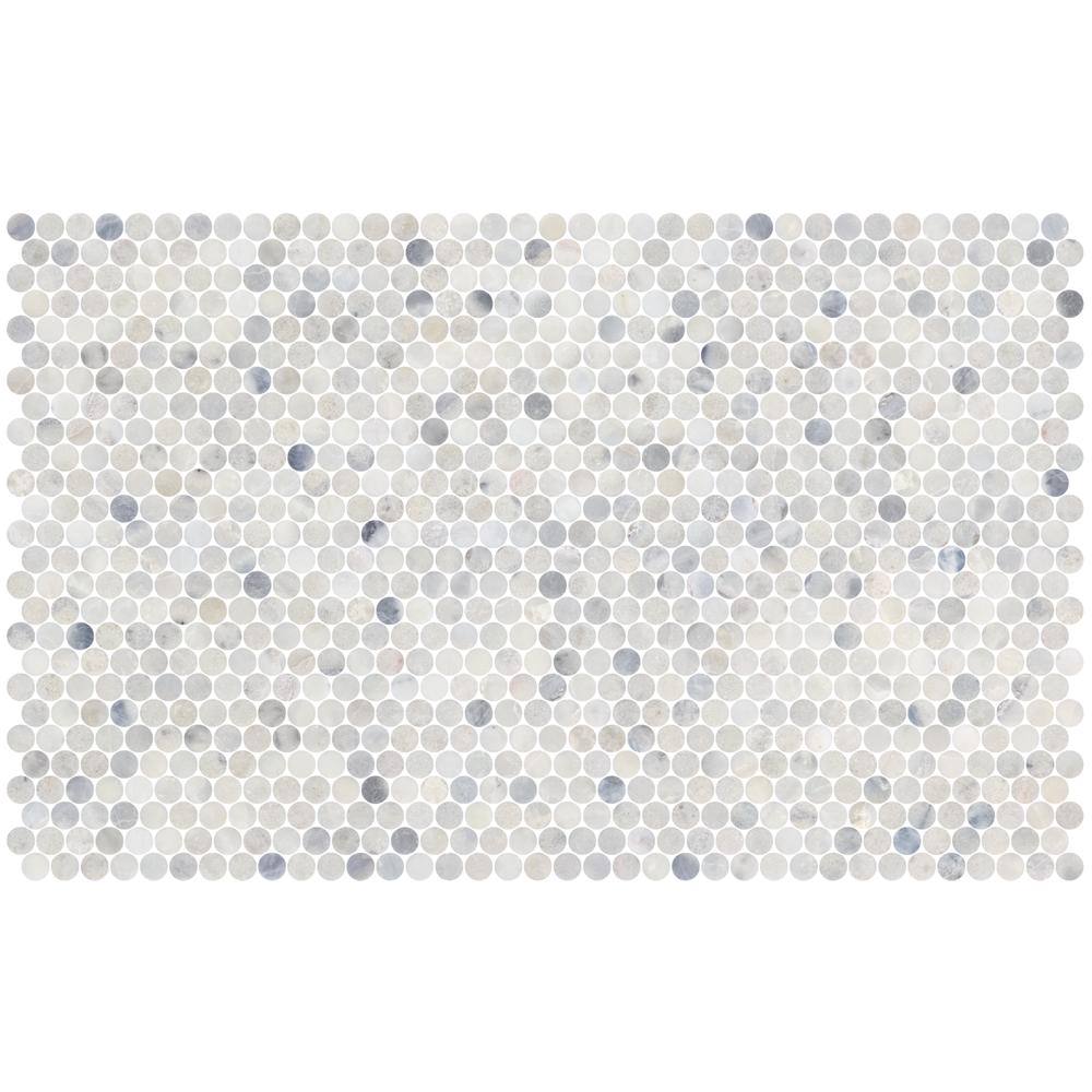 Santorini White 1" Penny Round Honed Marble Mosaic - image 3