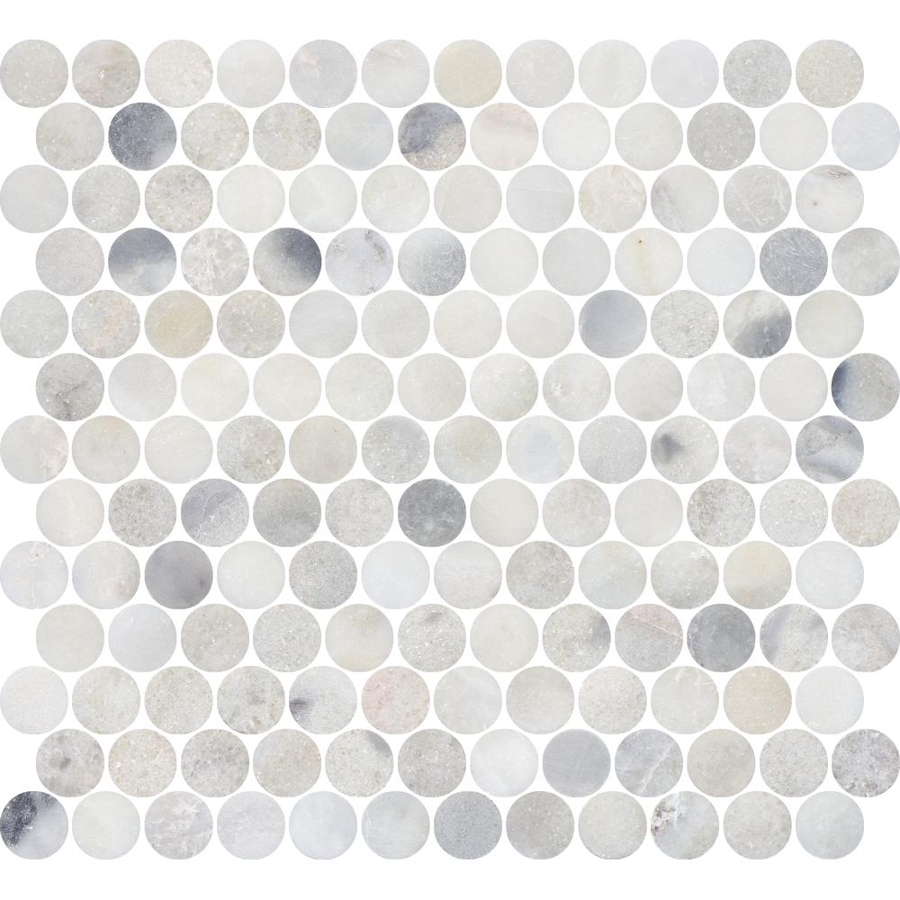 Santorini White 1" Penny Round Honed Marble Mosaic - image 4