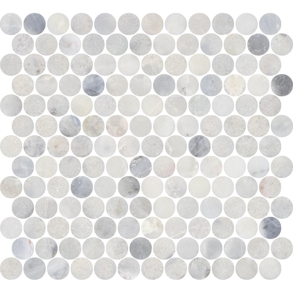 Santorini White 1" Penny Round Honed Marble Mosaic - image 5
