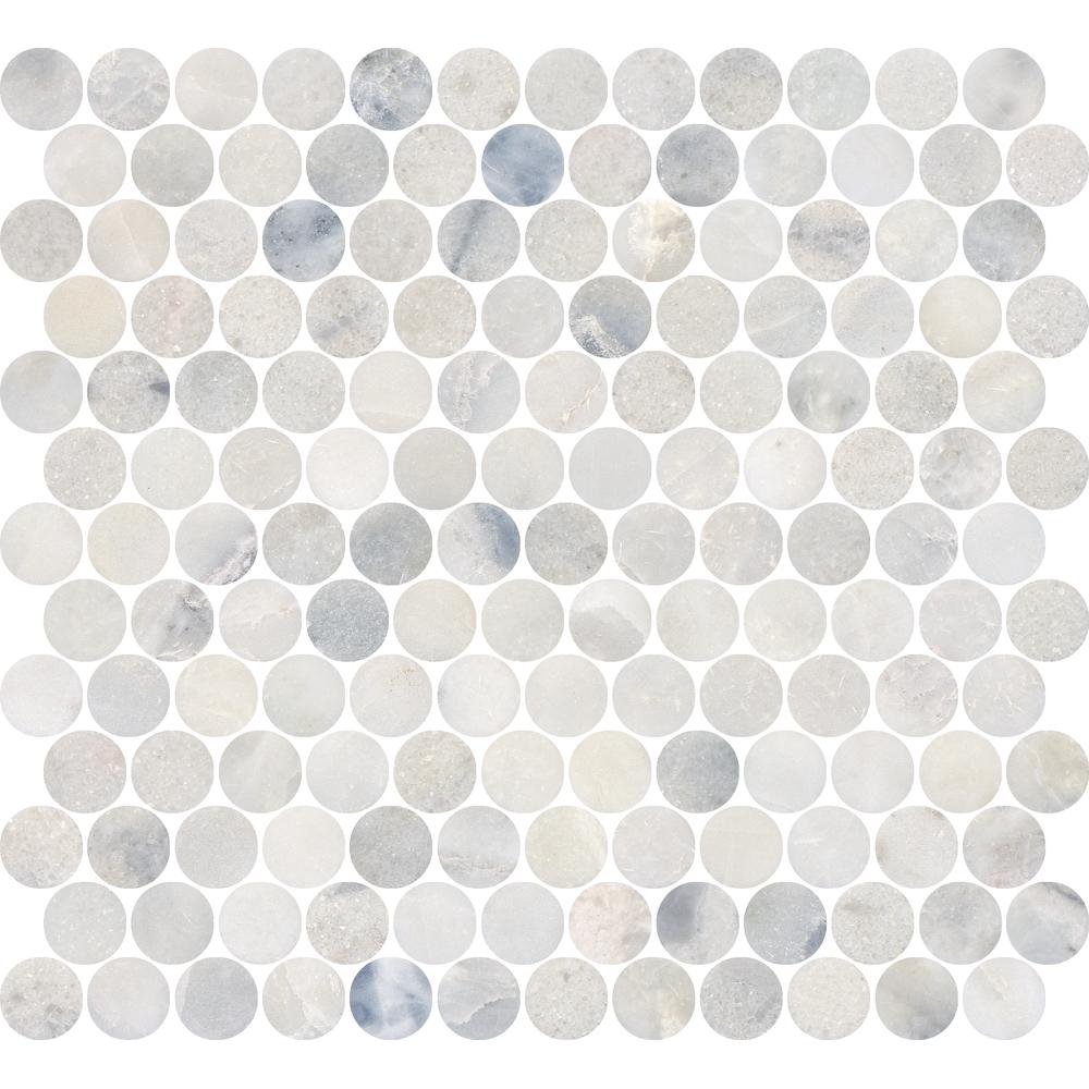 Santorini White 1" Penny Round Honed Marble Mosaic - image 6